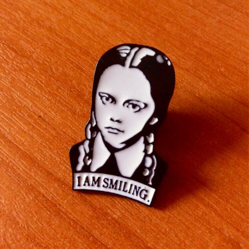 Wednesday Addams Family “I am Smiling” Enamel Pin - Picture 6 of 6